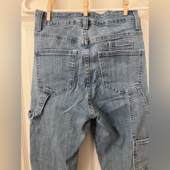 Blue Ankle Jeans with Fringe Bottoms - Picture 8 of 9